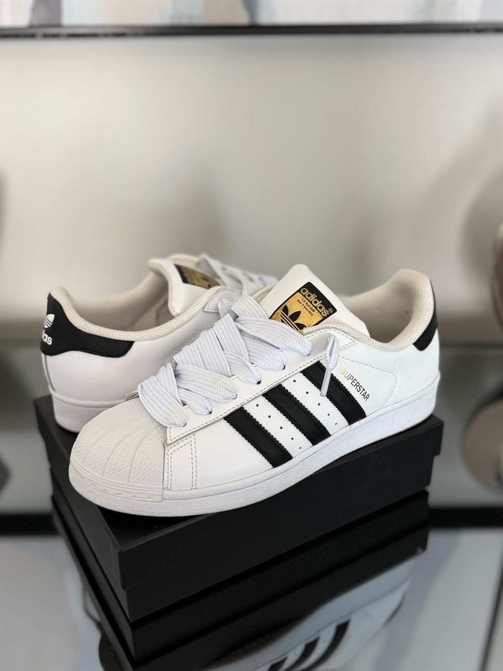 adidas White / Black Superstar Sneakers